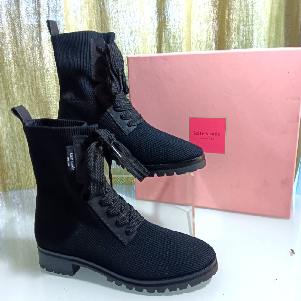 *New* KATE SPADE "Meringue" Lace Up Combat Boots: sz. 8